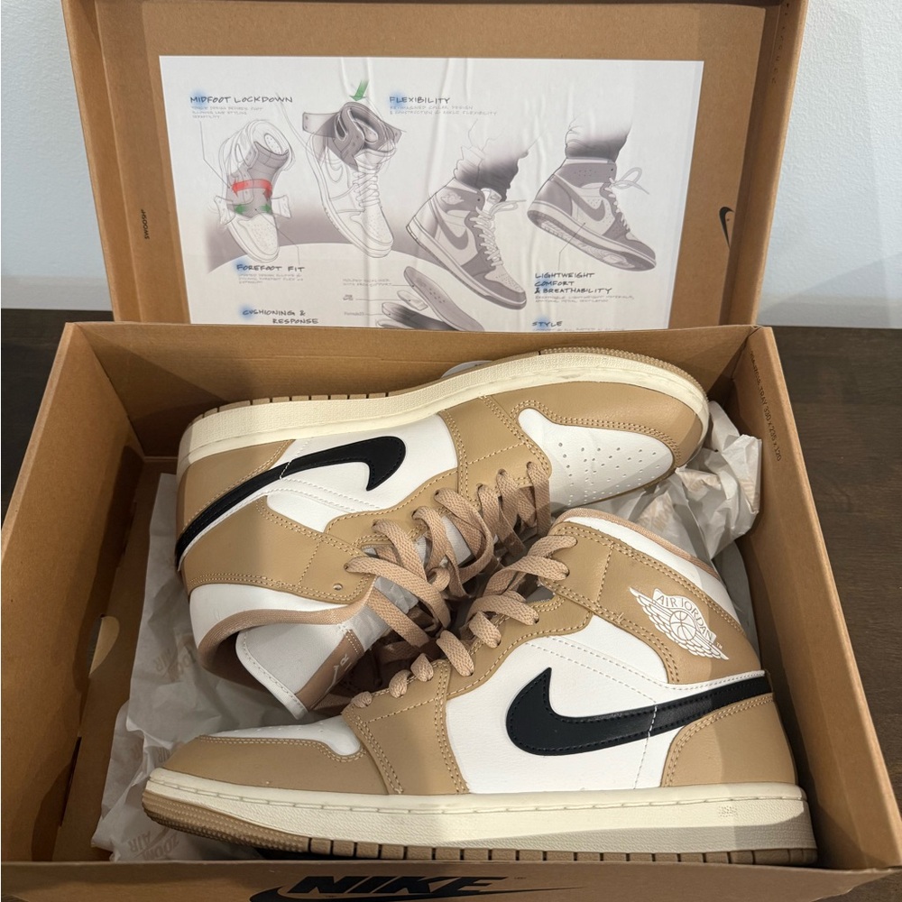 Nike Air Jordan mid Sneakers in Tan and Black w 9/ m 7.5 SOLD